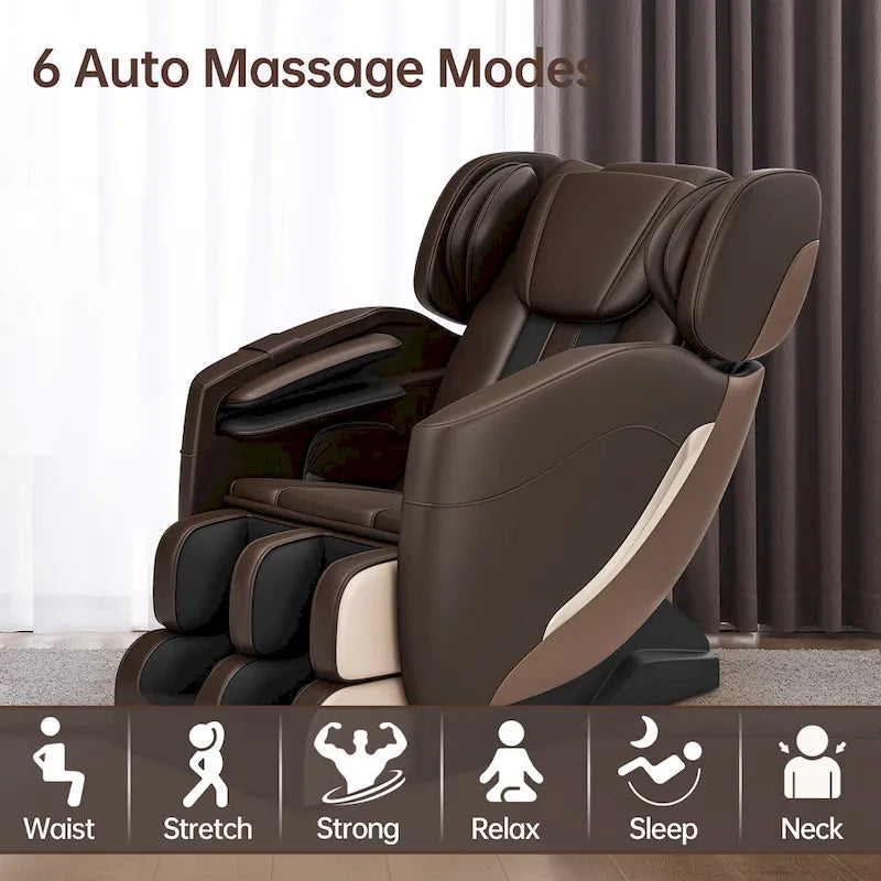 Ganzkörpermassage-Sessel mit Schwerelosigkeitsfunktion, Bluetooth-Lautsprecher und Fußroller