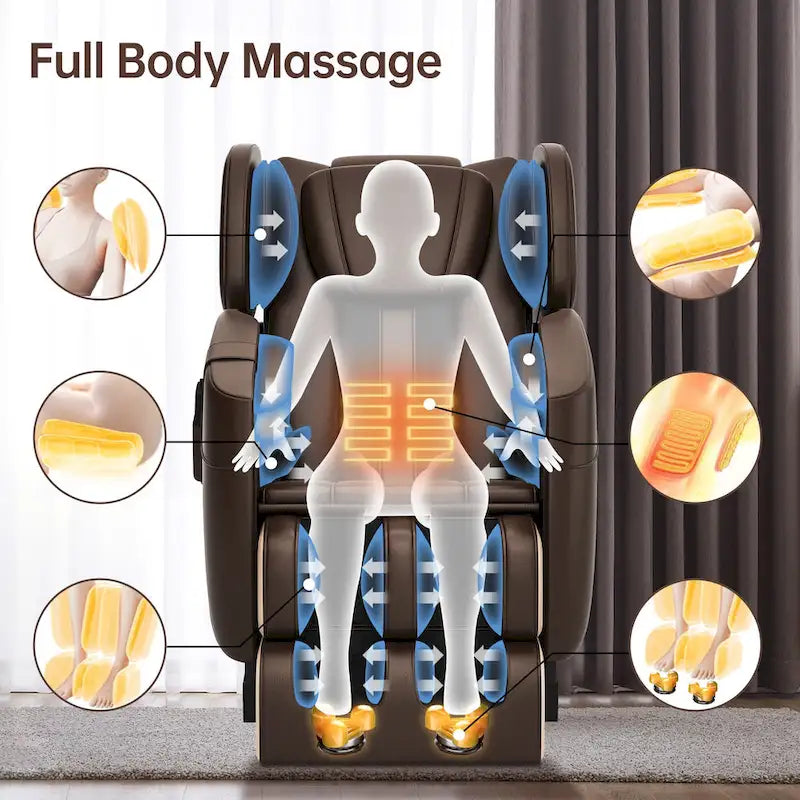 Ganzkörpermassage-Sessel mit Schwerelosigkeitsfunktion, Bluetooth-Lautsprecher und Fußroller