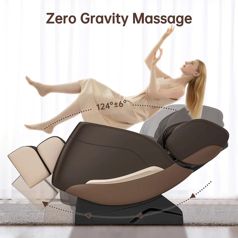 Ganzkörpermassage-Sessel mit Schwerelosigkeitsfunktion, Bluetooth-Lautsprecher und Fußroller