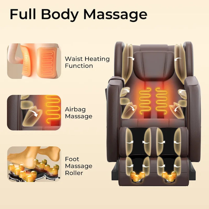 Ganzkörpermassage-Sessel mit Schwerelosigkeitsfunktion, Bluetooth-Lautsprecher und Fußroller