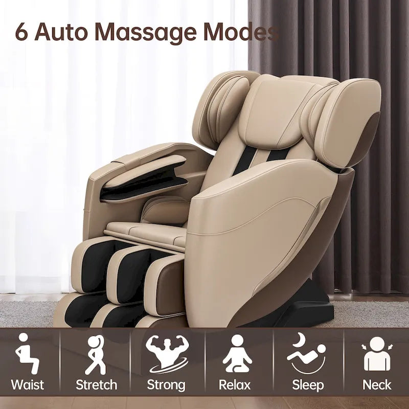 Ganzkörpermassage-Sessel mit Schwerelosigkeitsfunktion, Bluetooth-Lautsprecher und Fußroller