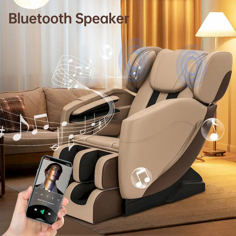 Ganzkörpermassage-Sessel mit Schwerelosigkeitsfunktion, Bluetooth-Lautsprecher und Fußroller