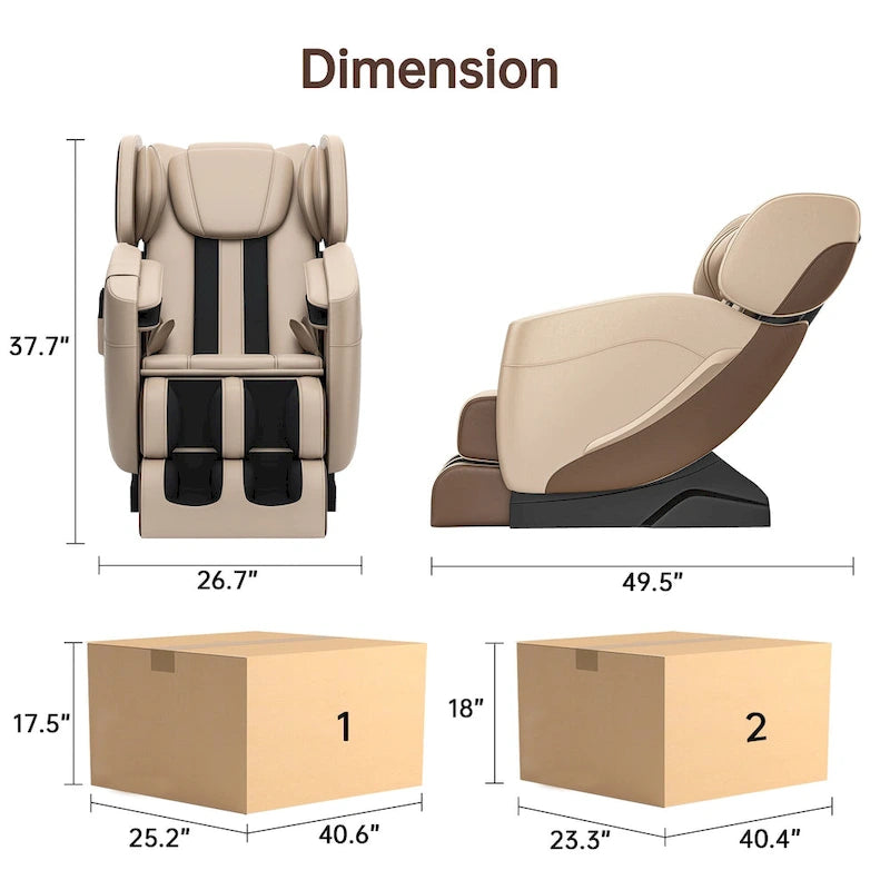 Ganzkörpermassage-Sessel mit Schwerelosigkeitsfunktion, Bluetooth-Lautsprecher und Fußroller