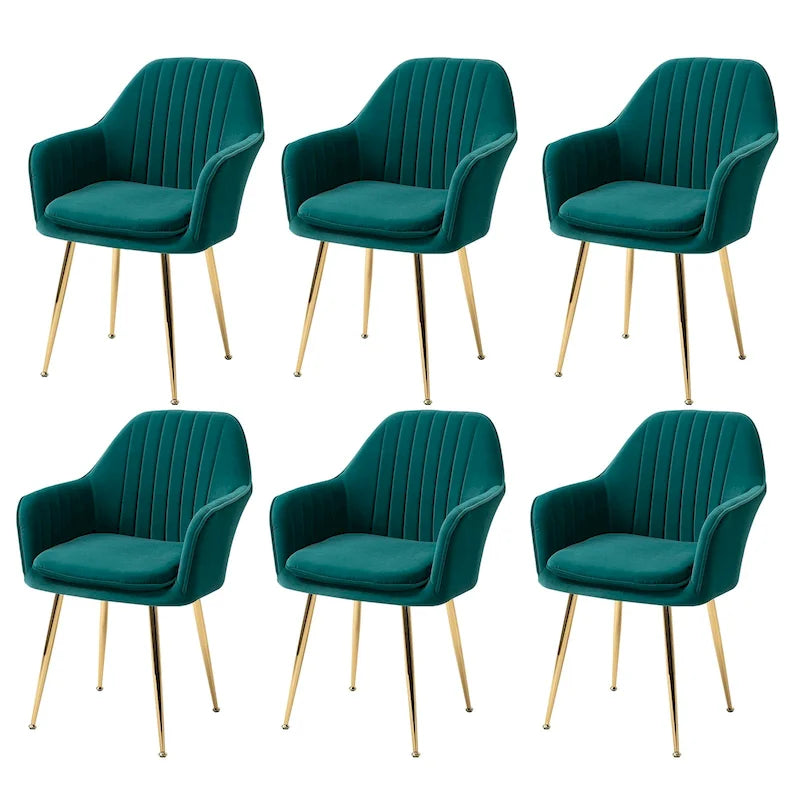Samtbezogener Esszimmer-Sessel mit goldenen Beinen (6er-Set)