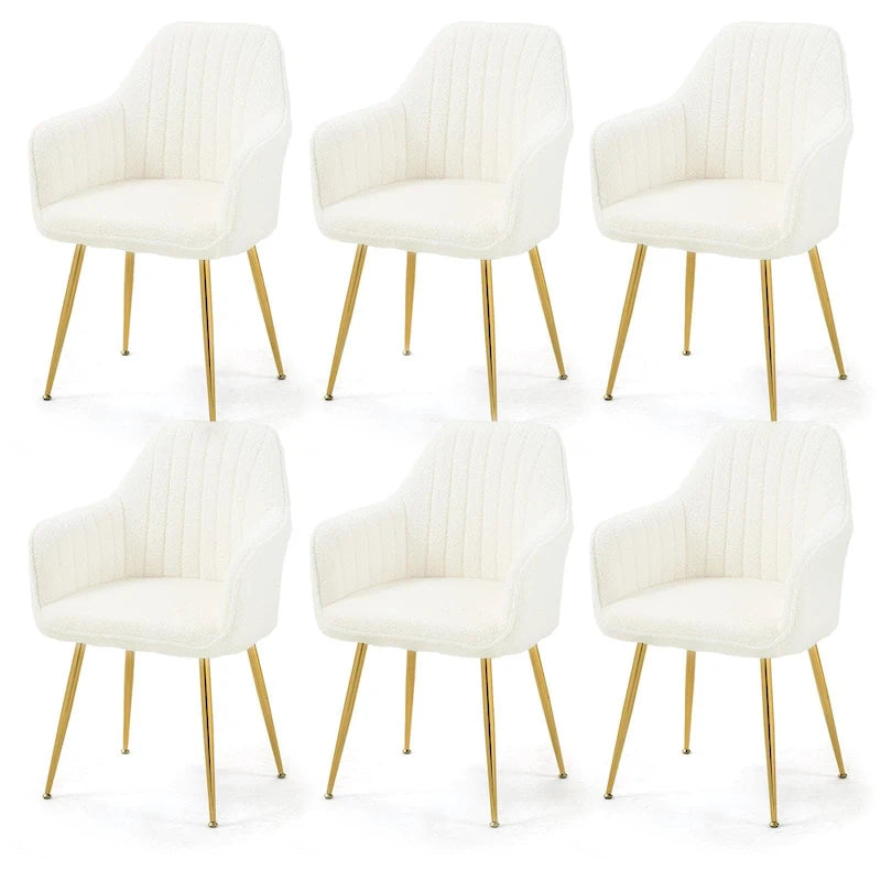 Samtbezogener Esszimmer-Sessel mit goldenen Beinen (6er-Set)