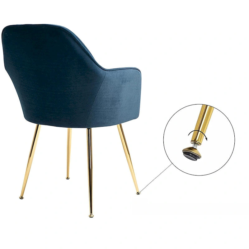 Samtbezogener Esszimmer-Sessel mit goldenen Beinen (6er-Set)