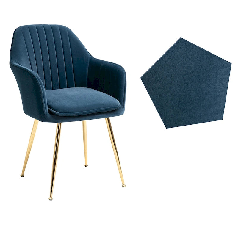 Samtbezogener Esszimmer-Sessel mit goldenen Beinen (6er-Set)