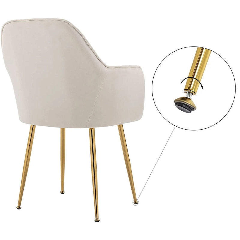Samtbezogener Esszimmer-Sessel mit goldenen Beinen (6er-Set)