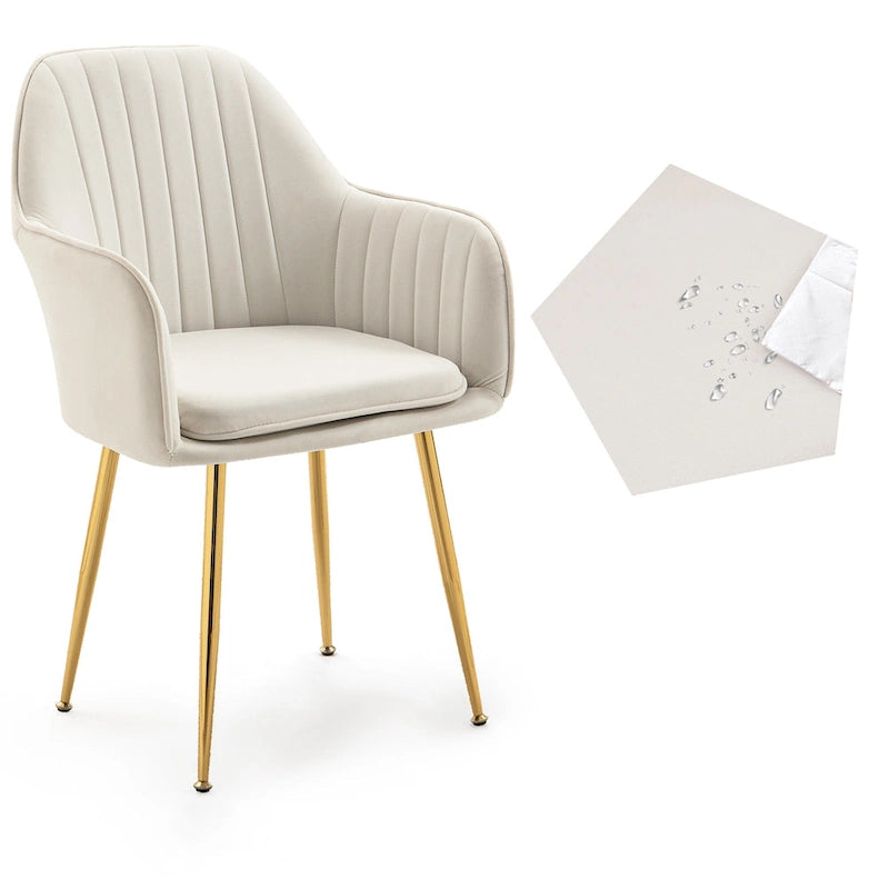 Samtbezogener Esszimmer-Sessel mit goldenen Beinen (6er-Set)
