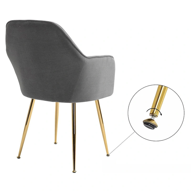 Samtbezogener Esszimmer-Sessel mit goldenen Beinen (6er-Set)