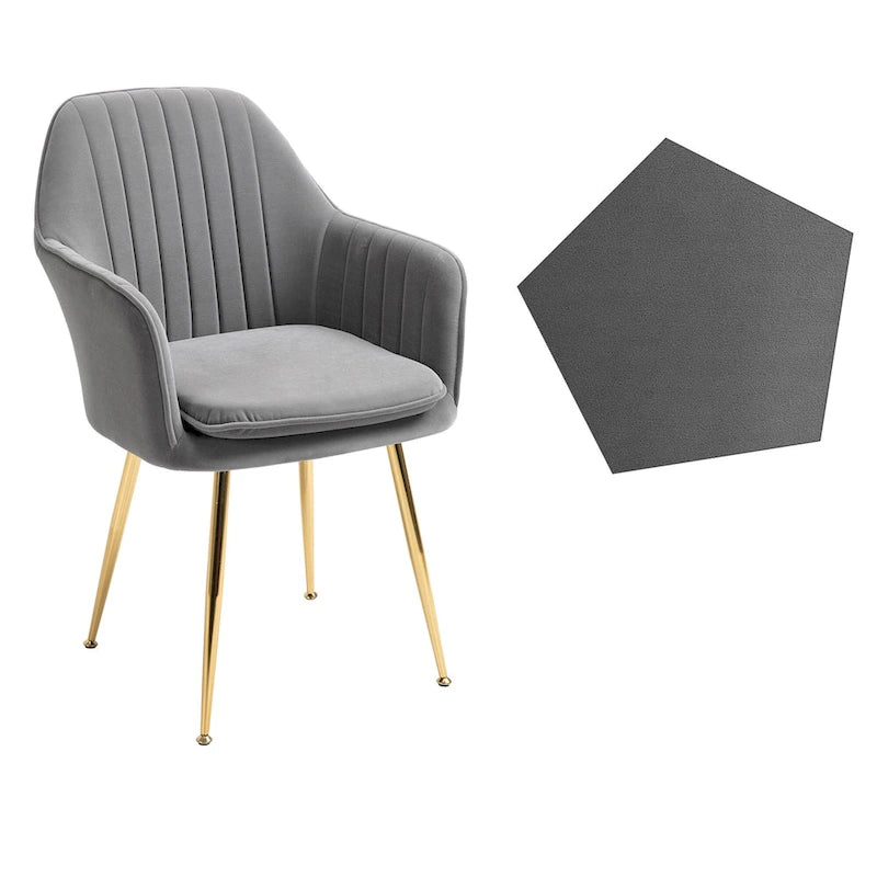 Samtbezogener Esszimmer-Sessel mit goldenen Beinen (6er-Set)