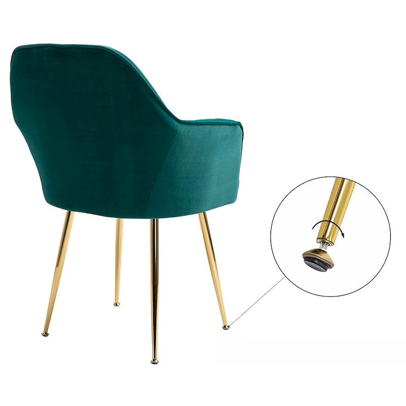 Samtbezogener Esszimmer-Sessel mit goldenen Beinen (6er-Set)