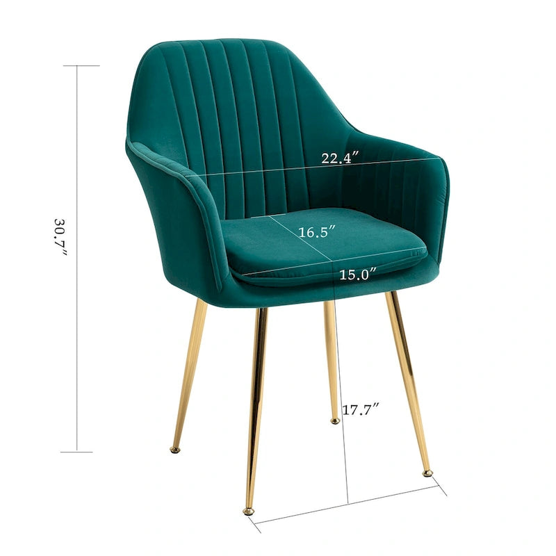 Samtbezogener Esszimmer-Sessel mit goldenen Beinen (6er-Set)
