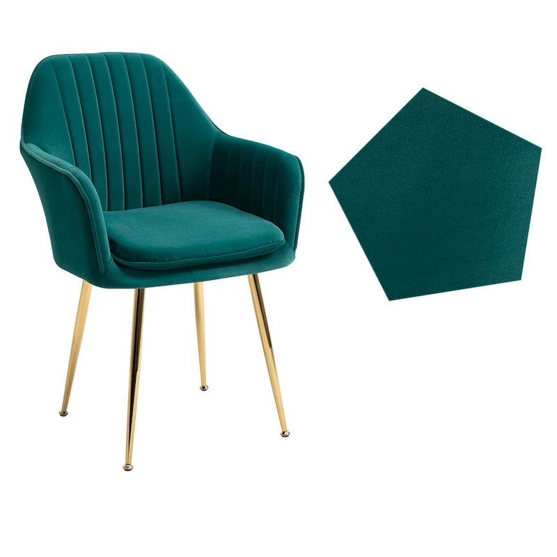 Samtbezogener Esszimmer-Sessel mit goldenen Beinen (6er-Set)