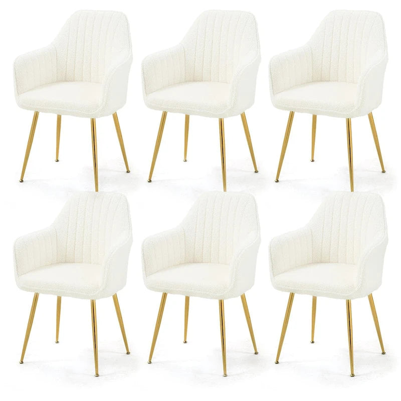 Samtbezogener Esszimmer-Sessel mit goldenen Beinen (6er-Set)