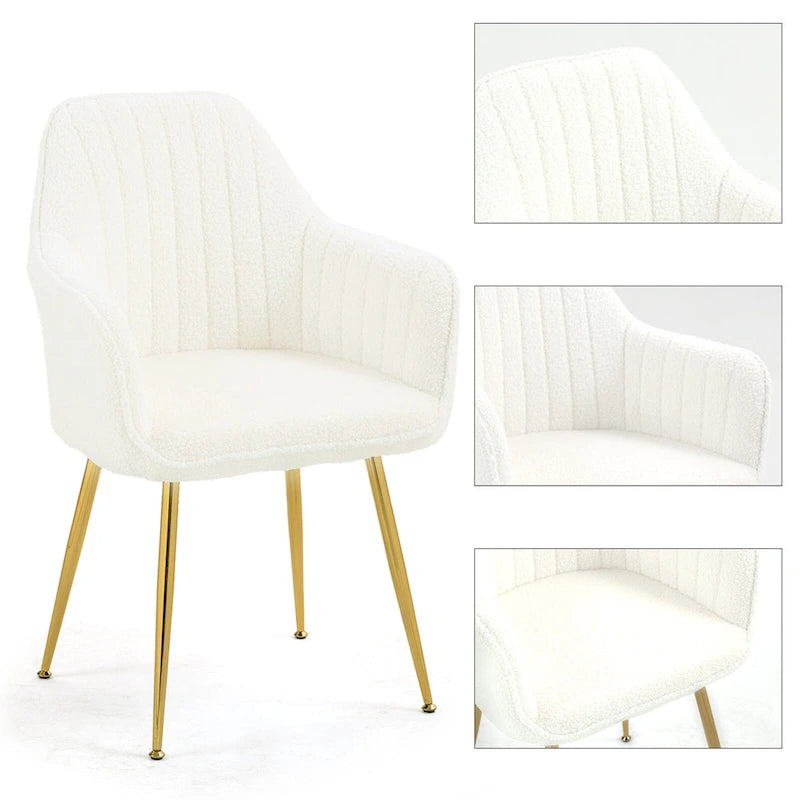 Samtbezogener Esszimmer-Sessel mit goldenen Beinen (6er-Set)