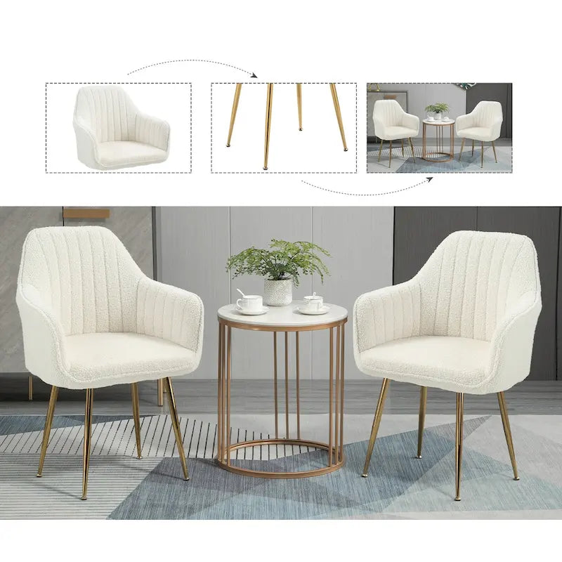 Samtbezogener Esszimmer-Sessel mit goldenen Beinen (6er-Set)