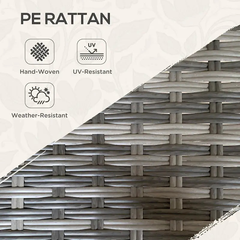 Rattan-Couchtisch mit Ablagefach, Beistelltisch aus Korbgeflecht mit Glasplatte, Outdoor-Beistelltisch