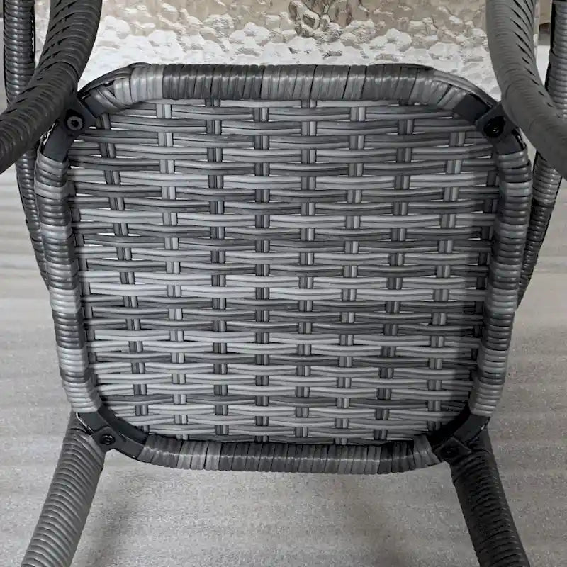 Rattan-Couchtisch mit Ablagefach, Beistelltisch aus Korbgeflecht mit Glasplatte, Outdoor-Beistelltisch
