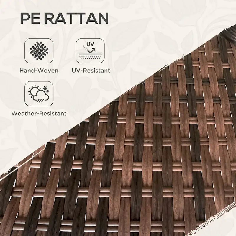 Rattan-Couchtisch mit Ablagefach, Beistelltisch aus Korbgeflecht mit Glasplatte, Outdoor-Beistelltisch