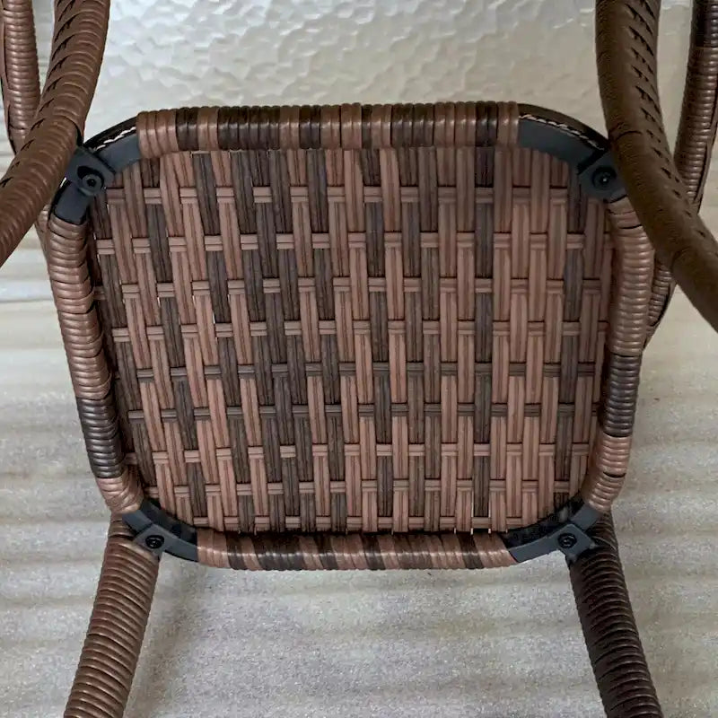Rattan-Couchtisch mit Ablagefach, Beistelltisch aus Korbgeflecht mit Glasplatte, Outdoor-Beistelltisch