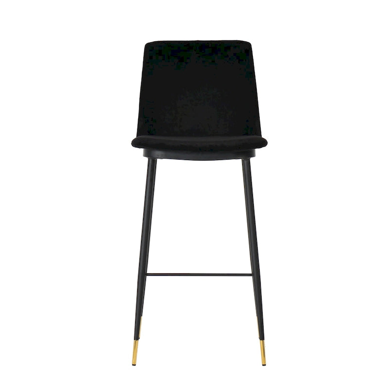 Samthocker mit schwarzem Eisenrahmen im Mid-Century-Stil (2er-Set)