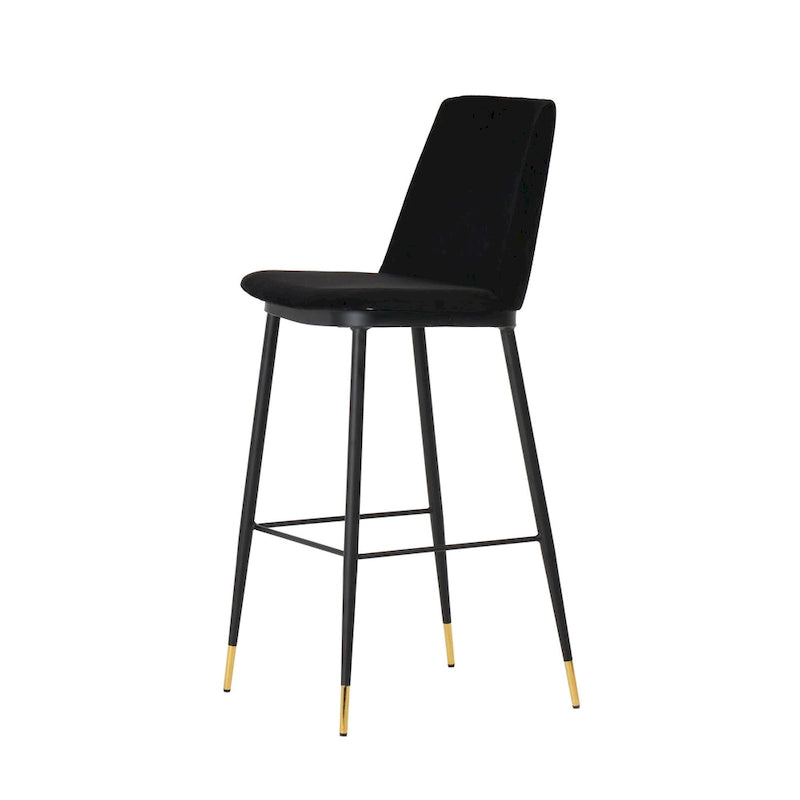 Samthocker mit schwarzem Eisenrahmen im Mid-Century-Stil (2er-Set)