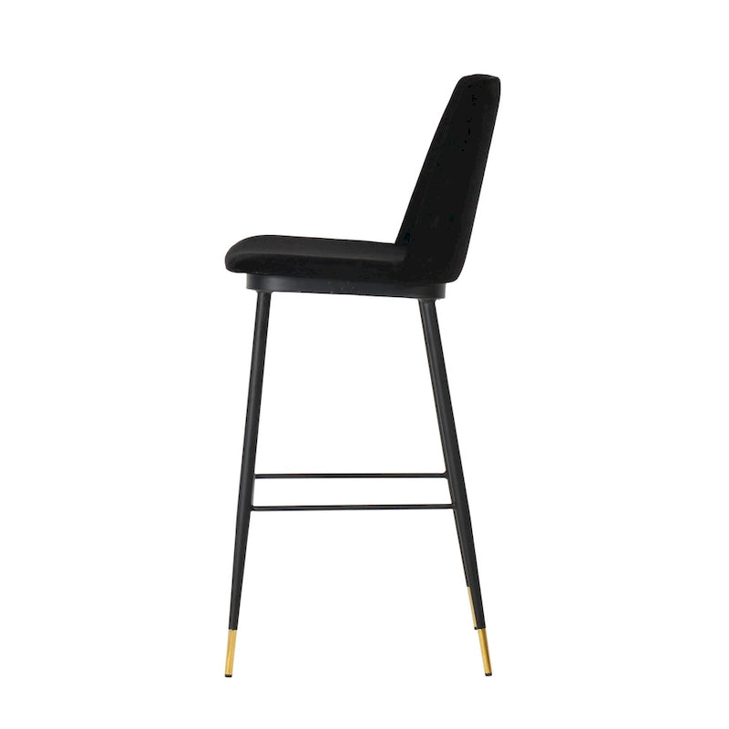 Samthocker mit schwarzem Eisenrahmen im Mid-Century-Stil (2er-Set)