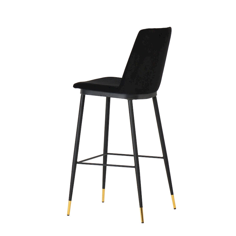 Samthocker mit schwarzem Eisenrahmen im Mid-Century-Stil (2er-Set)