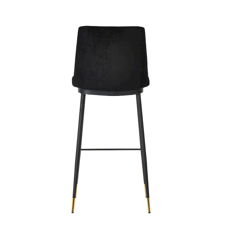 Samthocker mit schwarzem Eisenrahmen im Mid-Century-Stil (2er-Set)