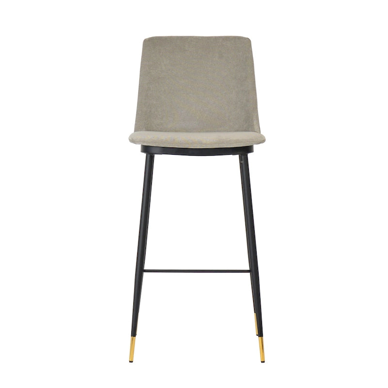 Samthocker mit schwarzem Eisenrahmen im Mid-Century-Stil (2er-Set)