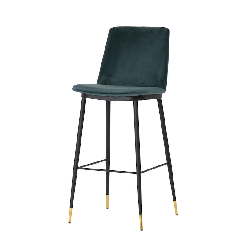 Samthocker mit schwarzem Eisenrahmen im Mid-Century-Stil (2er-Set)