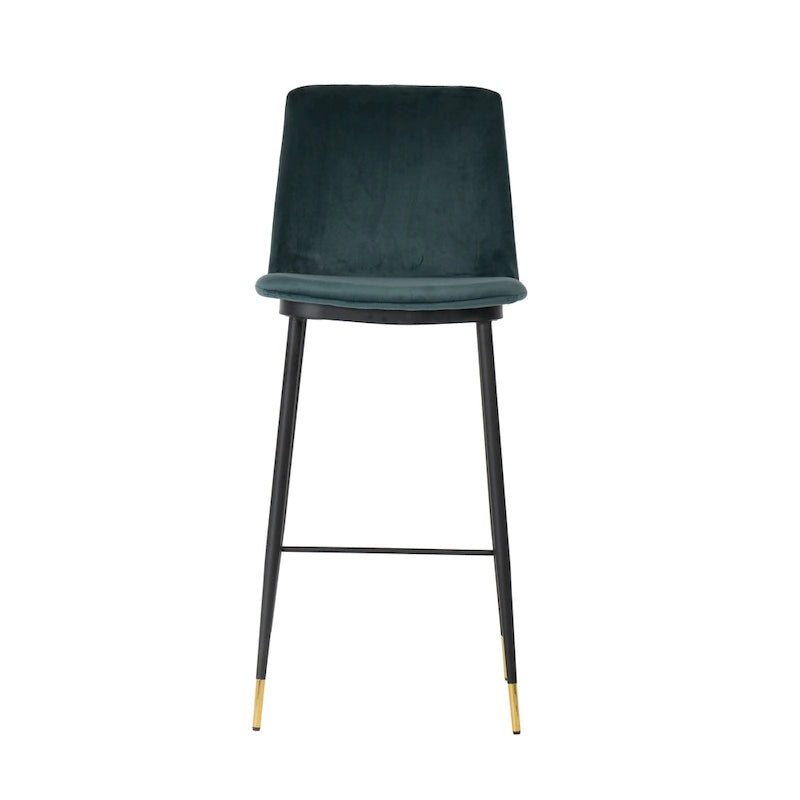 Samthocker mit schwarzem Eisenrahmen im Mid-Century-Stil (2er-Set)