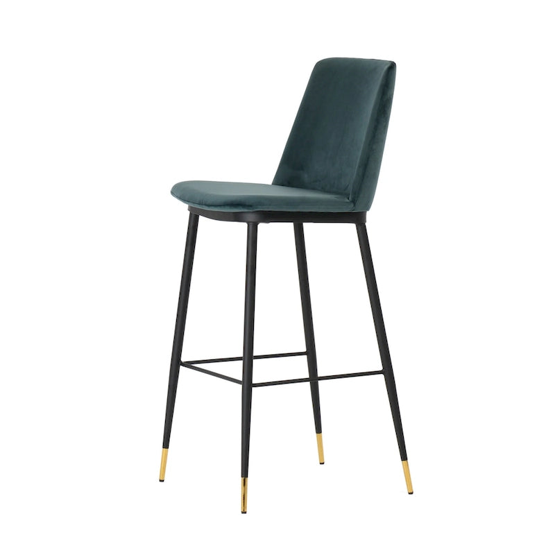 Samthocker mit schwarzem Eisenrahmen im Mid-Century-Stil (2er-Set)