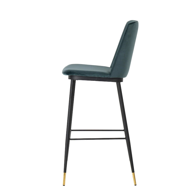Samthocker mit schwarzem Eisenrahmen im Mid-Century-Stil (2er-Set)