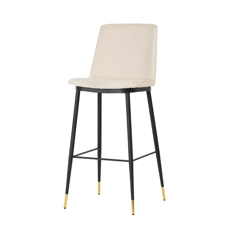 Samthocker mit schwarzem Eisenrahmen im Mid-Century-Stil (2er-Set)