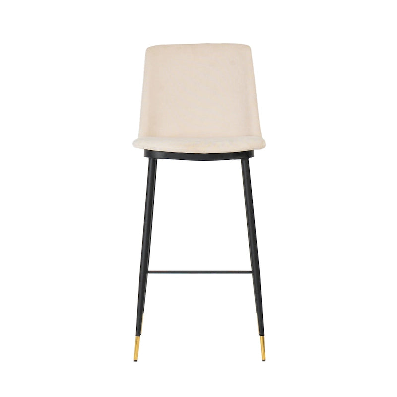 Samthocker mit schwarzem Eisenrahmen im Mid-Century-Stil (2er-Set)