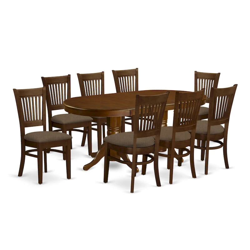 9-teiliges ovales Esstisch-Set mit 8 Stühlen, Espresso
