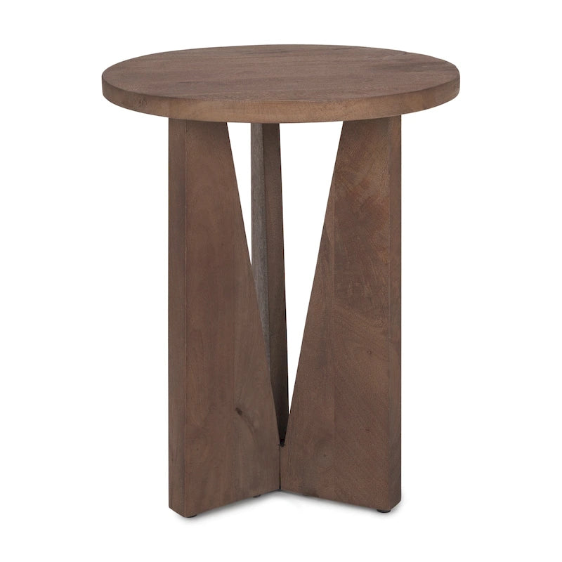 Runder Beistelltisch aus schwarzem Massivholz – 45,7 cm L x 45,7 cm B x 55,9 cm H