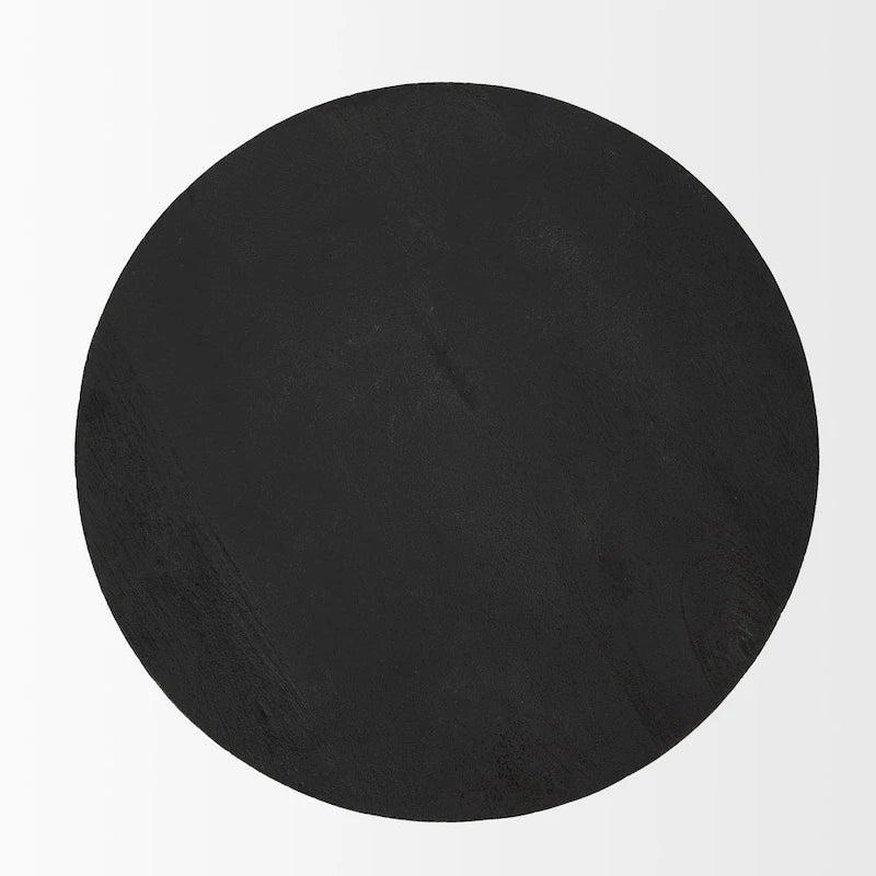 Runder Beistelltisch aus schwarzem Massivholz – 45,7 cm L x 45,7 cm B x 55,9 cm H