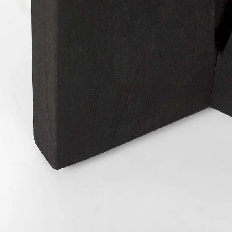Runder Beistelltisch aus schwarzem Massivholz – 45,7 cm L x 45,7 cm B x 55,9 cm H