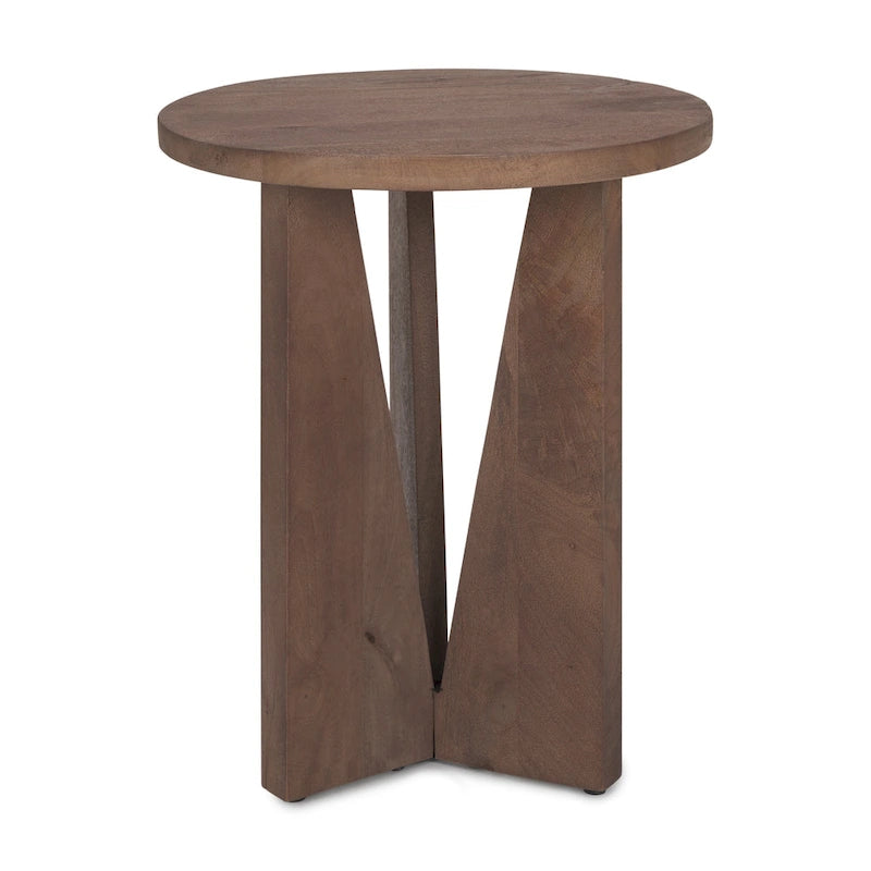 Runder Beistelltisch aus schwarzem Massivholz – 45,7 cm L x 45,7 cm B x 55,9 cm H