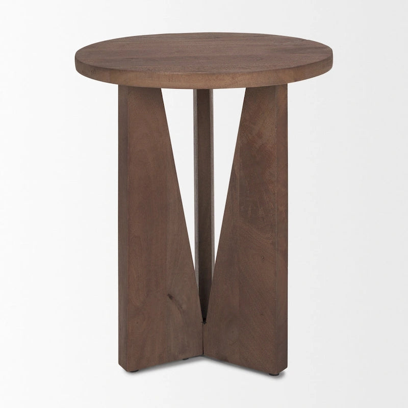 Runder Beistelltisch aus schwarzem Massivholz – 45,7 cm L x 45,7 cm B x 55,9 cm H
