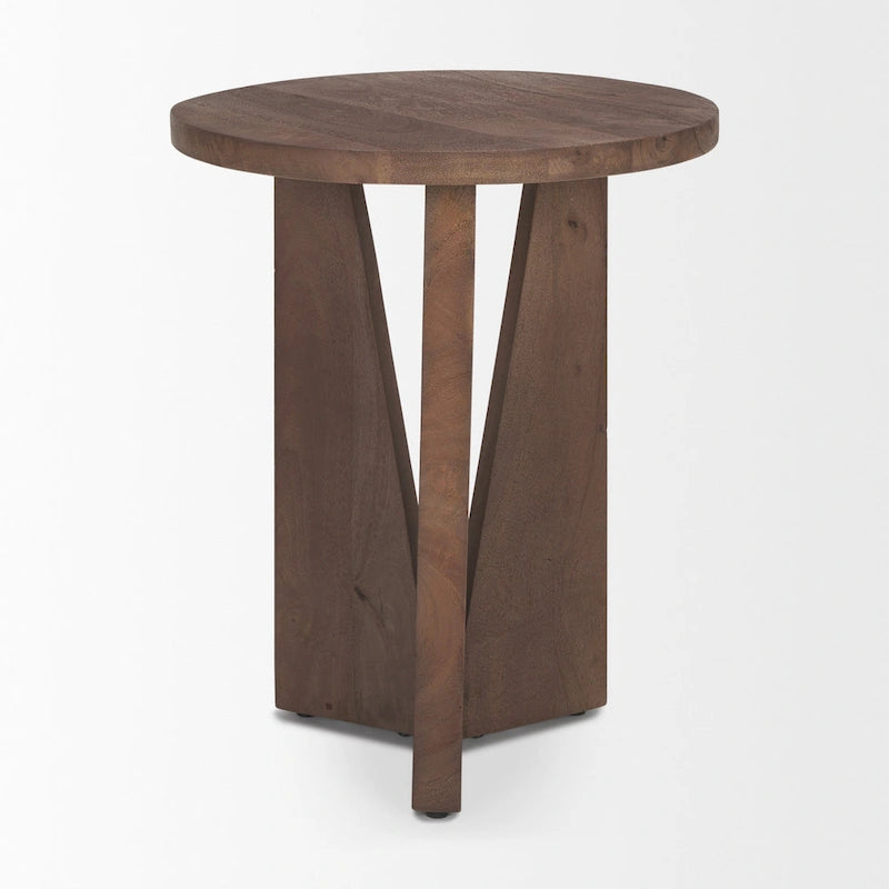 Runder Beistelltisch aus schwarzem Massivholz – 45,7 cm L x 45,7 cm B x 55,9 cm H