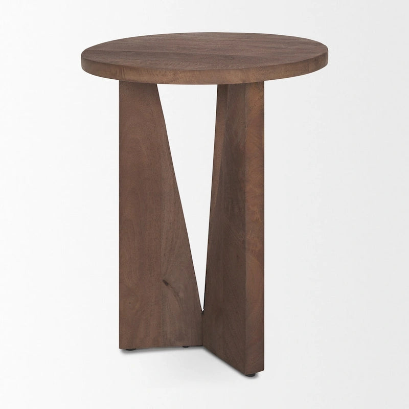 Runder Beistelltisch aus schwarzem Massivholz – 45,7 cm L x 45,7 cm B x 55,9 cm H