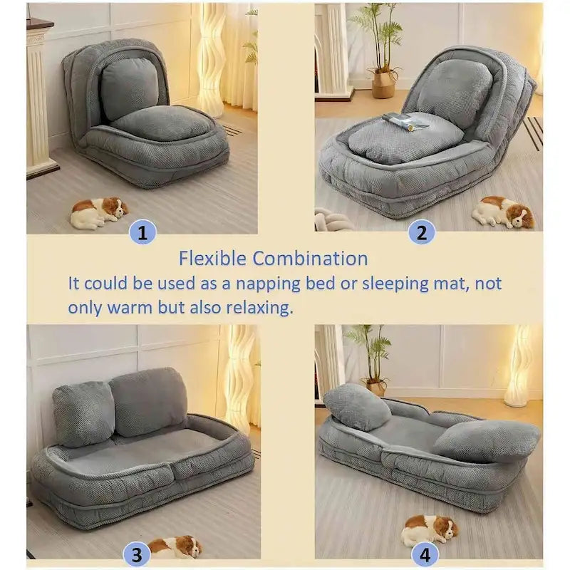 Wandelbarer Flip-Sessel, Bodensessel, Klappsofa mit 5-fach verstellbarer Rückenlehne