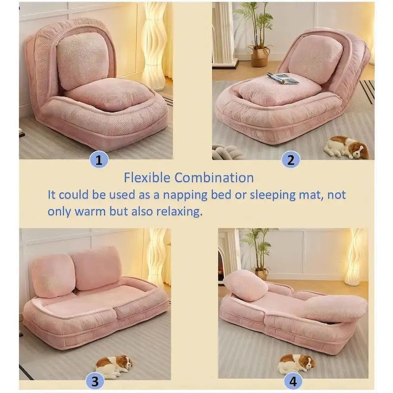 Wandelbarer Flip-Sessel, Bodensessel, Klappsofa mit 5-fach verstellbarer Rückenlehne