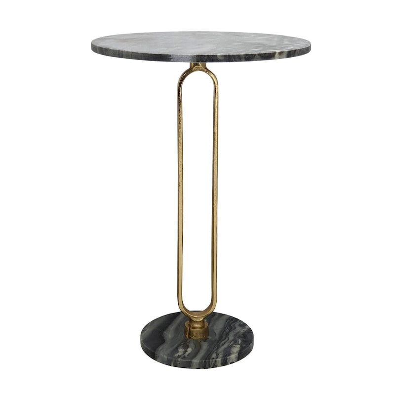 Ovaler Beistelltisch aus weißem Marmor mit goldenem Aluminiumfuß