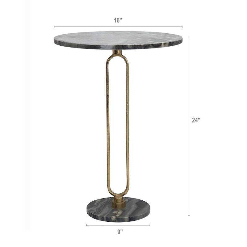 Ovaler Beistelltisch aus weißem Marmor mit goldenem Aluminiumfuß