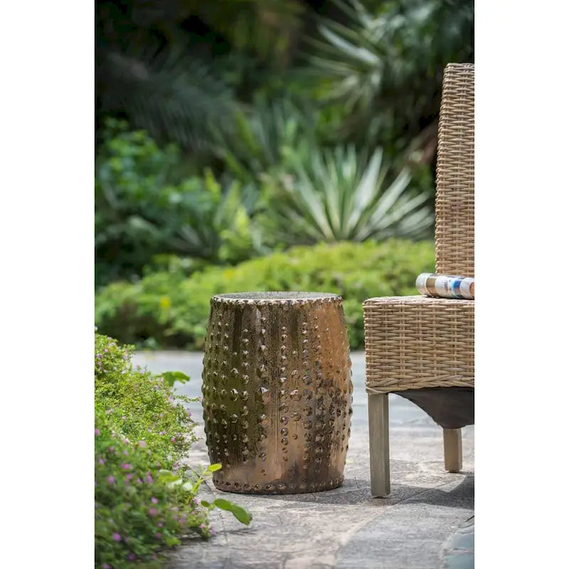 Keramik-Gartenhocker im Used-Look – 45,7 cm – Bronze